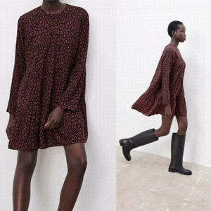 Zara | Animal print mini dress in Red & Black leopard